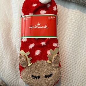 Hallmark Cozy Red and Black Striped Socks